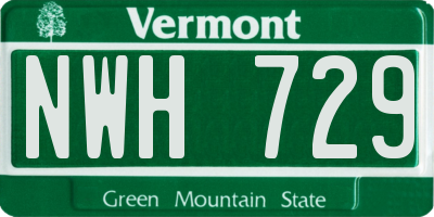 VT license plate NWH729