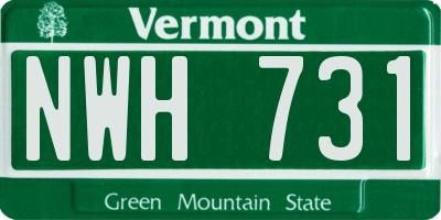 VT license plate NWH731