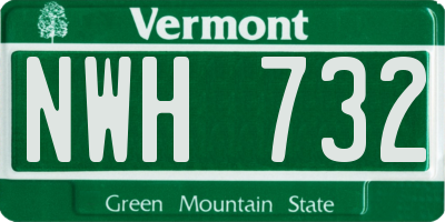 VT license plate NWH732