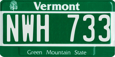 VT license plate NWH733