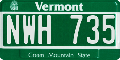 VT license plate NWH735