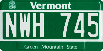 VT license plate NWH745