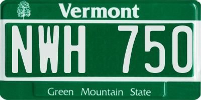 VT license plate NWH750