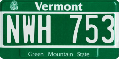 VT license plate NWH753