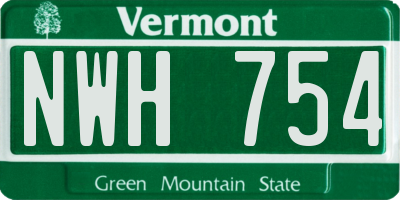 VT license plate NWH754