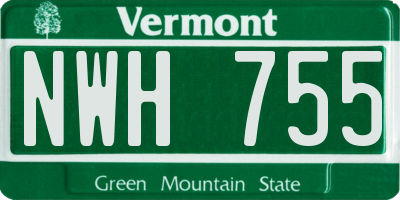 VT license plate NWH755