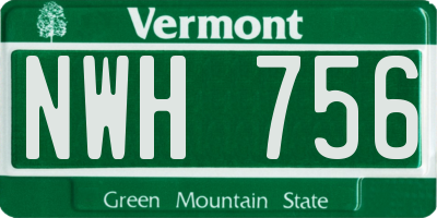 VT license plate NWH756
