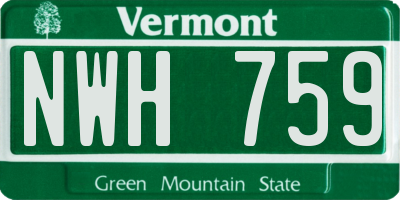 VT license plate NWH759