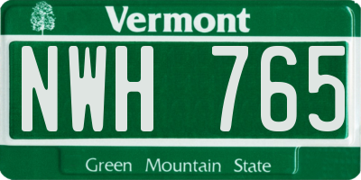 VT license plate NWH765