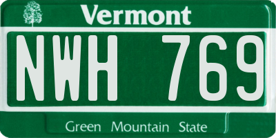 VT license plate NWH769