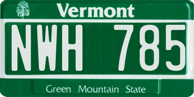 VT license plate NWH785