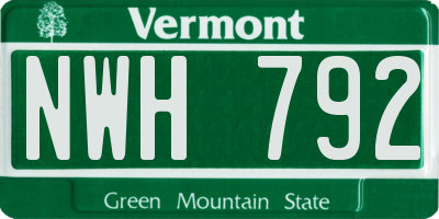 VT license plate NWH792