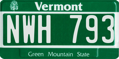 VT license plate NWH793