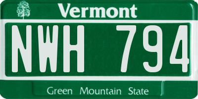 VT license plate NWH794