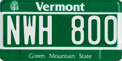 VT license plate NWH800