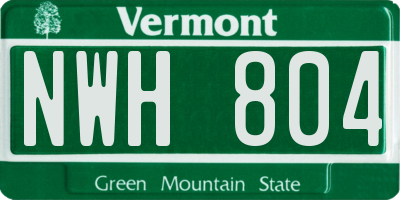 VT license plate NWH804