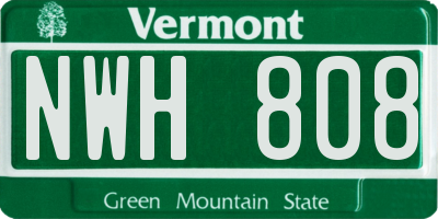 VT license plate NWH808