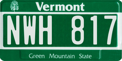 VT license plate NWH817