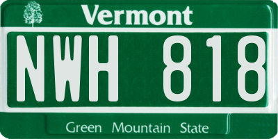 VT license plate NWH818