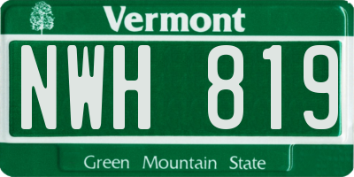 VT license plate NWH819