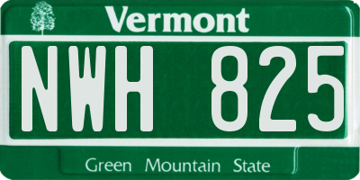 VT license plate NWH825