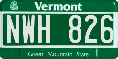 VT license plate NWH826