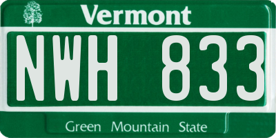 VT license plate NWH833