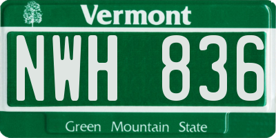 VT license plate NWH836