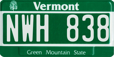 VT license plate NWH838