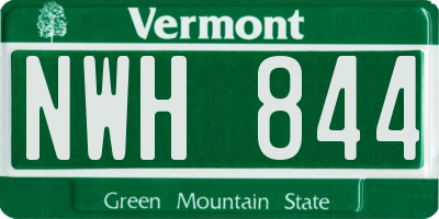 VT license plate NWH844