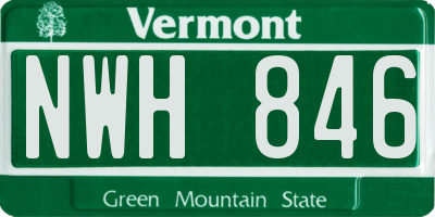 VT license plate NWH846
