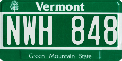 VT license plate NWH848