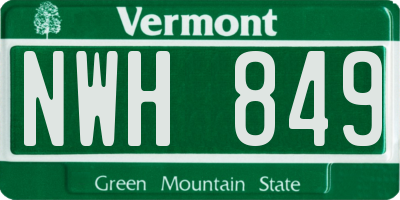 VT license plate NWH849