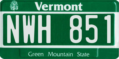 VT license plate NWH851