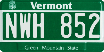 VT license plate NWH852