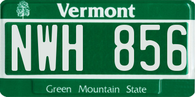 VT license plate NWH856