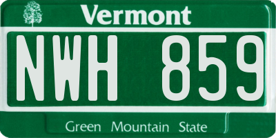 VT license plate NWH859