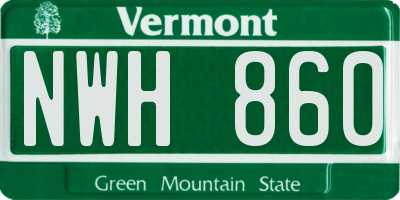 VT license plate NWH860