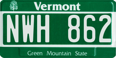 VT license plate NWH862