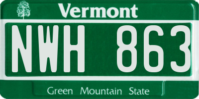 VT license plate NWH863