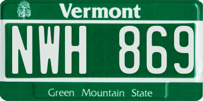 VT license plate NWH869