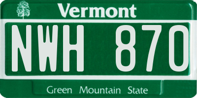 VT license plate NWH870