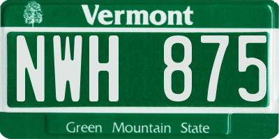 VT license plate NWH875