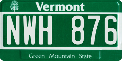 VT license plate NWH876