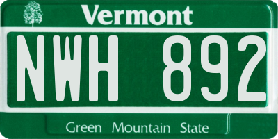 VT license plate NWH892