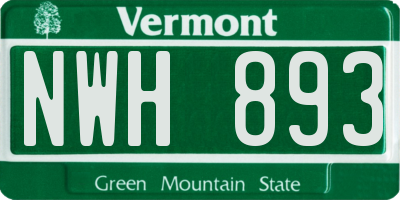 VT license plate NWH893