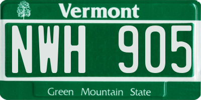VT license plate NWH905