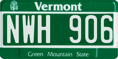 VT license plate NWH906