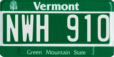 VT license plate NWH910
