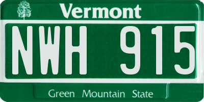 VT license plate NWH915